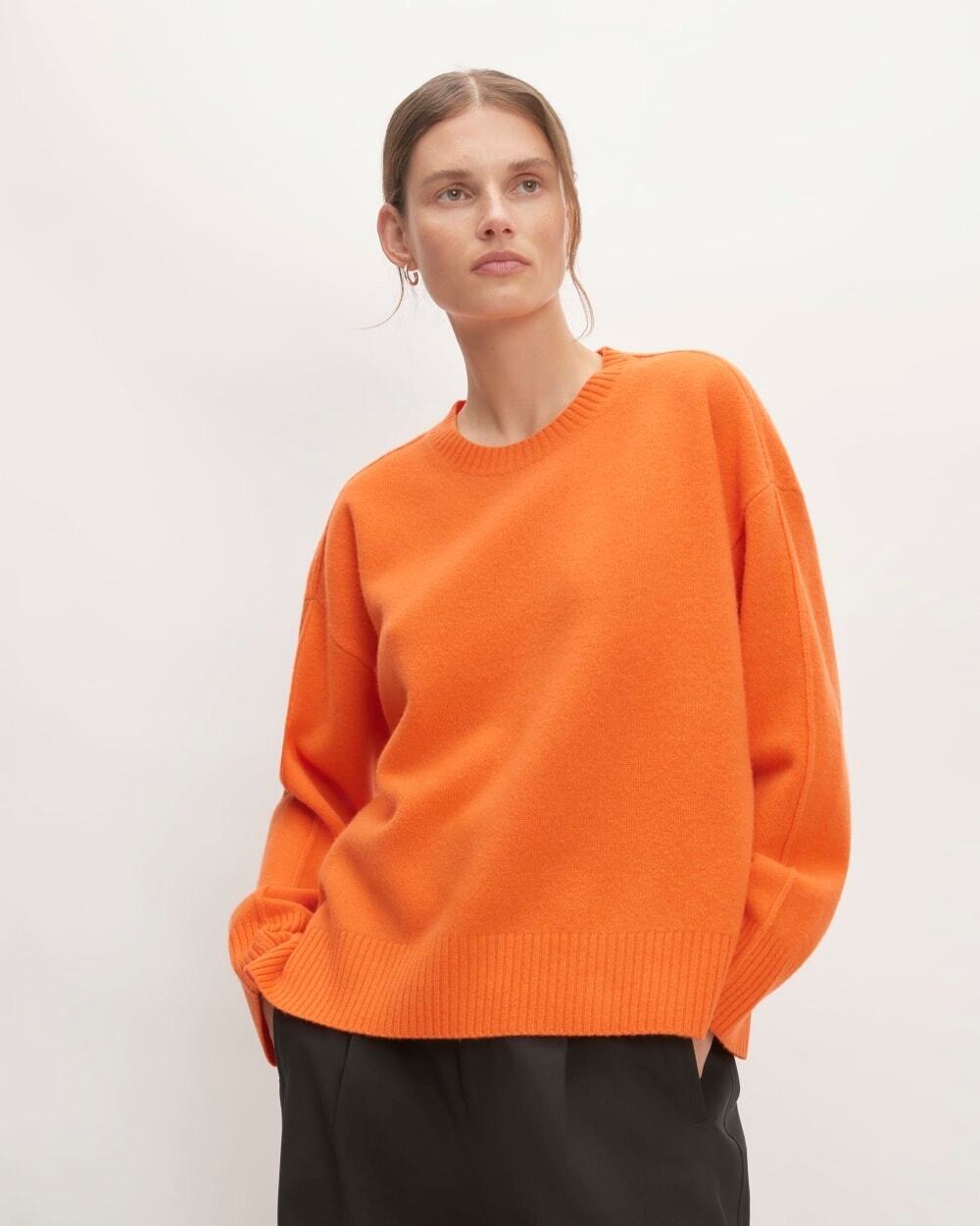 Everlane The Good Merino Wool Crewneck Fall Sweater Cottagecore Orange Size XS
